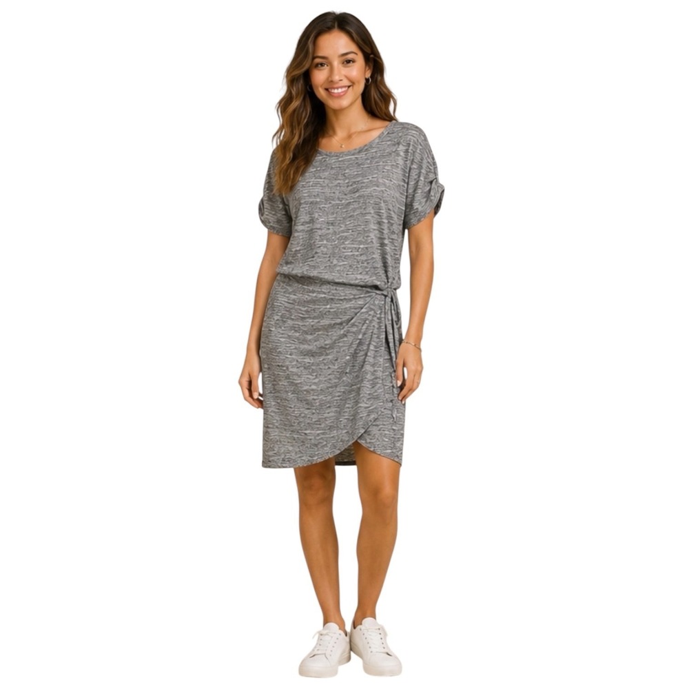 Maeve Anthropologie Heathered Gray Knit Wrap Front Casual Dress Medium